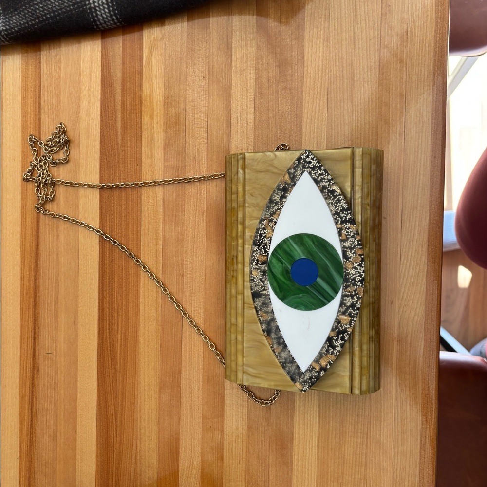 Karl Lagerfeld Unique Eye Design Clutch with Chain